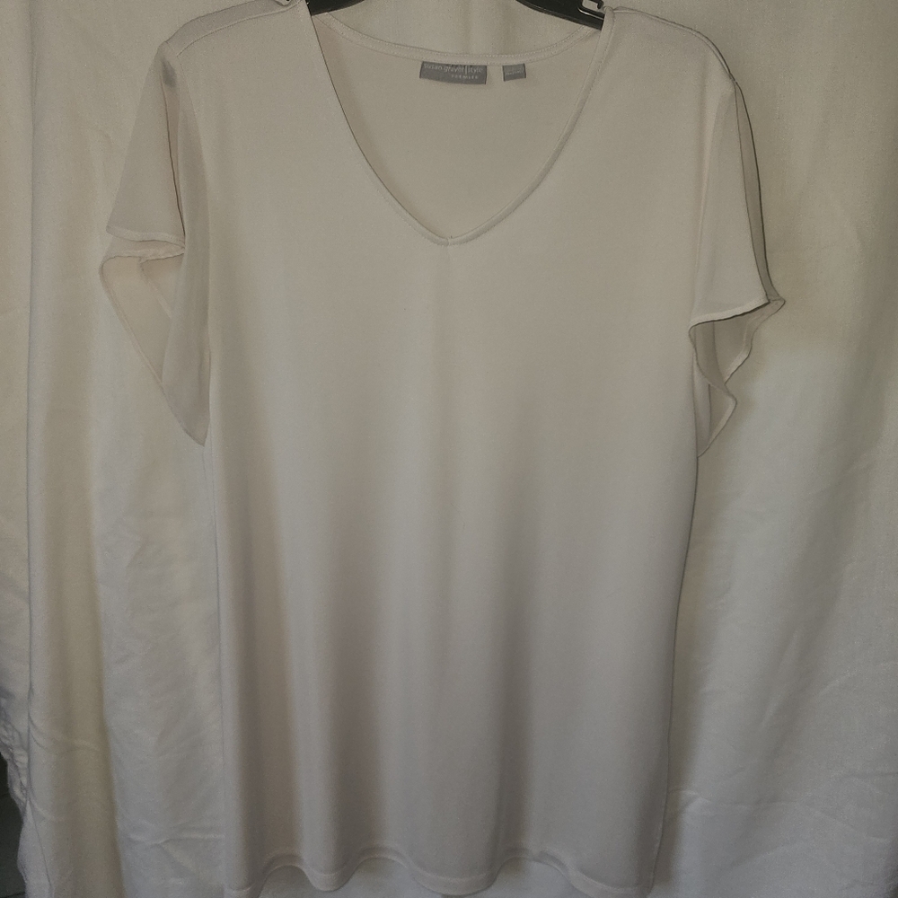 Elegant Cream V-Neck Women's Top